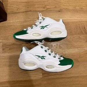 Reebok Question Low Sneakers in Green and White Size 9